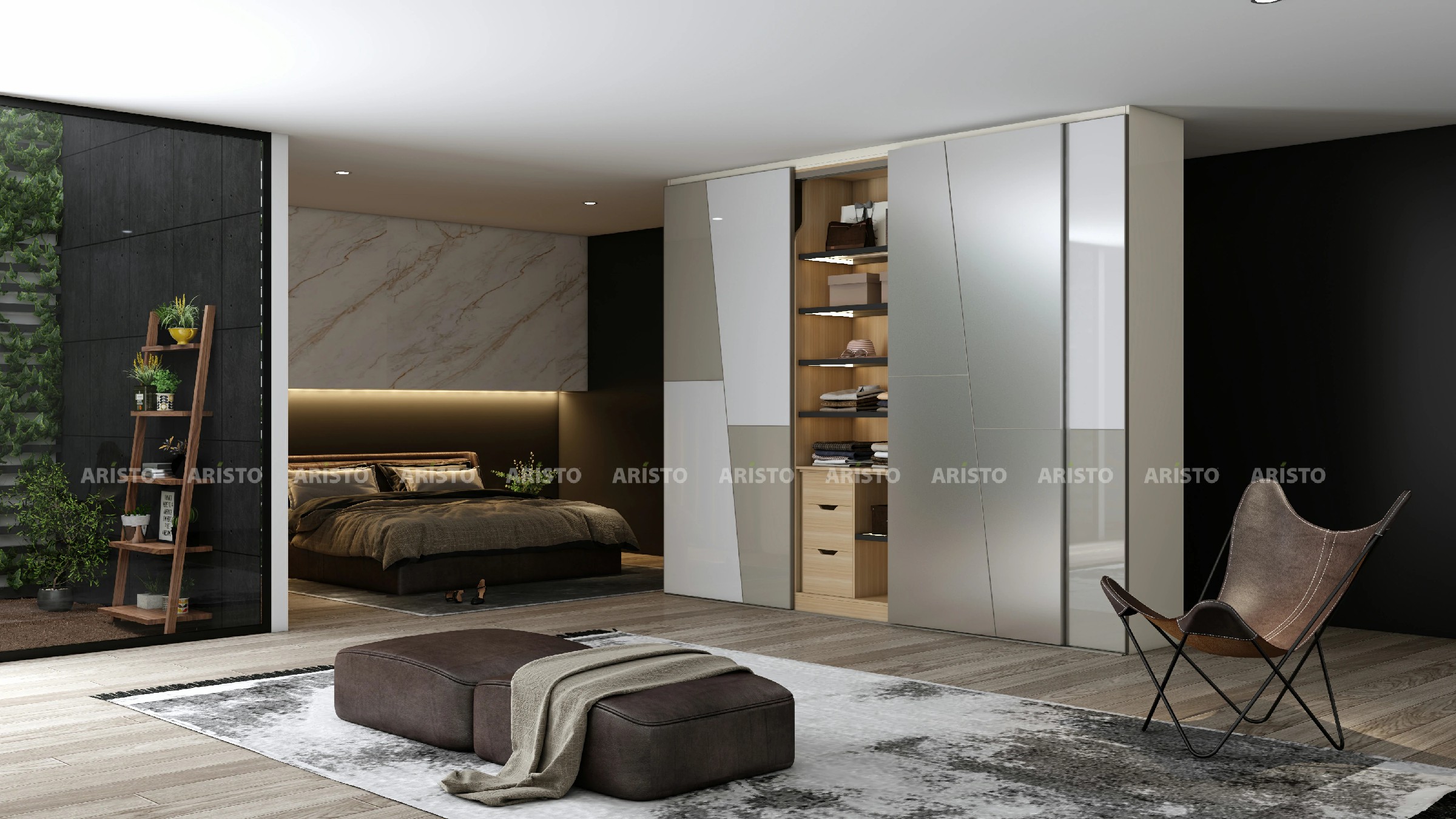 MSC 06 - SHUTTER FINISH - OFF WHITE,SILK ROUTE(HIGH GLOSSY) & FROSTED MIRROR