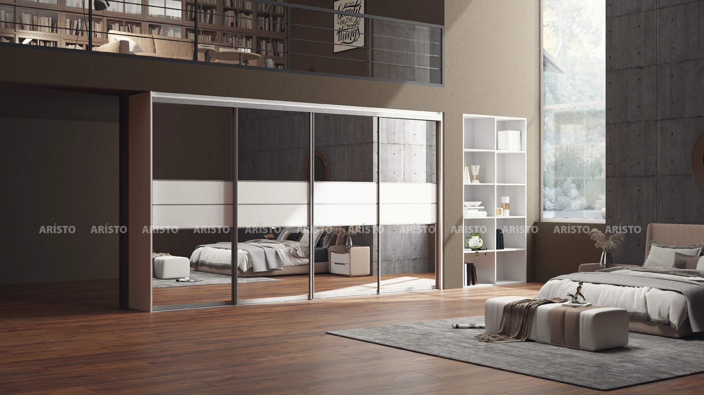 RFL-03 - SHUTTER FINISH - PLAIN MIRROR - PURE WHITE(HIGH GLOSSY)