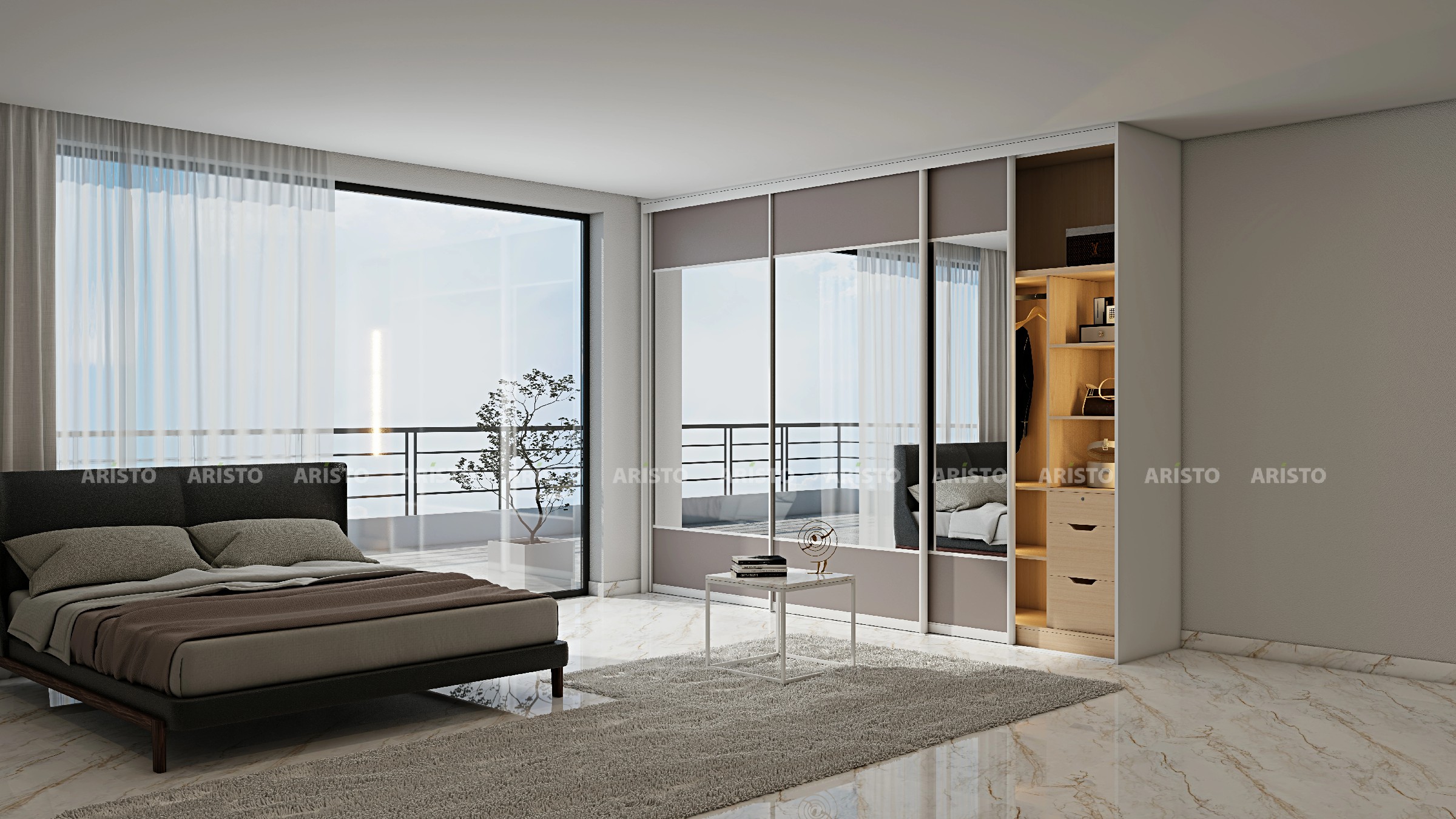 RFL-04 - SHUTTER FINISH - SLATE POLISH(HIGH GLOSSY) & PLAIN MIRROR