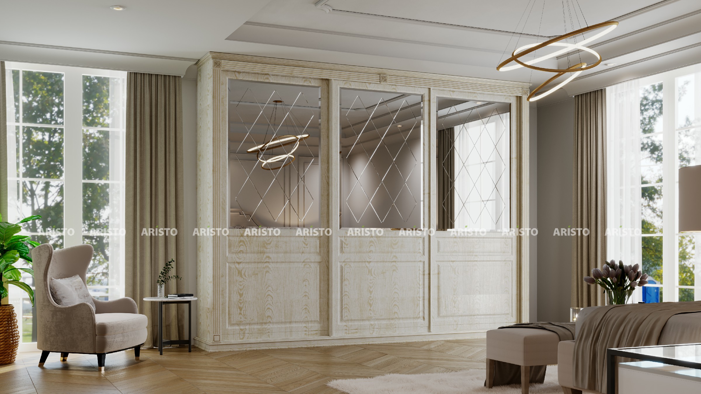 CLE 01 - SHUTTER FINISH - COUNTRY OAK & PLAIN MIRROR WITH GROOVING~1